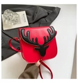 Red leather crossbody bag with black deer antler design for a stylish Christmas festive look - Red and Black Style (款四)