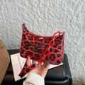 Borsa leopardata lucida con tracolla a catena rossa e manico in metallo da donna - Leopardo Rosso