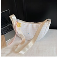 Borsa a quadri color crema con ciondolo a stella e tracolla larga per l'autunno - Senza Ciondolo / Bianco