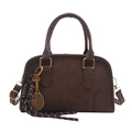 Bolso Boston Maillard vintage de ante marrón oscuro con colgante de raqueta de tenis - Estilo Con Colgante / Café Con Colgante