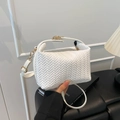 Sac bandoulière tressé blanc chic avec fermoir doré et bandoulière réglable femme - Style Tressé Blanc (7231)