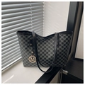 Grand sac cabas noir avec motif monogramme M gris et pendentif doré en forme de M - Noir