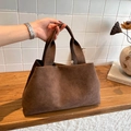 Minimalistische dunkelbraune Wildleder-Tote-Bag mit großem Fassungsvermögen für Damen - Braun