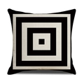 Moderner Leinen-Kissenbezug mit geometrischem schwarz-weißem Quadrat-Druck - Schwarz Weiß Verschachtelte Quadrate (SXYM10-19)