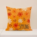 Spring floral linen pillowcase in orange with hand-painted oil flower pattern - Orange Floral SPRING Style (SP055-14)