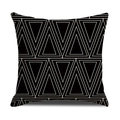 Moderne quadratische Kissenhülle mit geometrischem Dreiecksmuster in Schwarz und Beige - Schwarz Mit Naturweißen Verschachtelten Dreiecken (SXYM10-18)