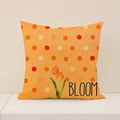 Orange linen throw pillow cover featuring polka dots and tulip bloom illustration - Orange Tulip Polka Dot Style (SP055-15)