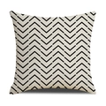 Klassischer Kissenbezug aus Leinen mit schwarzem Chevron-Muster und geometrischem Druck - Naturweiß Schwarzes Zickzack-Muster (SXYM10-7)