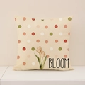 Linen pillowcase with tulip bloom print and colorful polka dots on beige fabric - Beige Tulip Polka Dot Style (SP055-18)