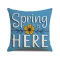 Housse de coussin en lin bleu ciel avec imprimé floral Spring is HERE pour canapé - Style Spring is HERE Bleu Ciel Éclatant (YMS88-3)