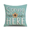 Housse de coussin en lin bleu clair avec motifs minimalistes de fleurs et feuilles de printemps - Style Spring is HERE Fleuri Bleu Clair (YMS88-5)