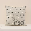 Linen pillow cover with floral tulip print and gray polka dots on a neutral background - Gray Polka Dot Tulip Style (SP055-26)