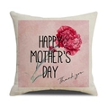 Funda de cojín de lino Día de la Madre con diseño de claveles rosas y texto festivo - Estilo Happy Mother's Day (YMM5-2)