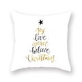 White Christmas pillow cover with gold and black text tree design for sofas - Letter Christmas Tree Style (19XMAS4 (1))