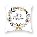 Federa natalizia bianca con ghirlanda dorata e scritta Merry Christmas ricamata - 45x45 cm / Stile Corona Nero Oro (19XMAS4 (4))
