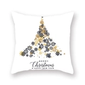 Federa natalizia bianca con albero di fiocchi di neve dorati e scritte festive - 45x45 cm / Stile Albero di Fiocchi Impilati (19XMAS4 (3))