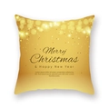 Federa natalizia dorata con scritte di auguri per il Capodanno su sfondo bianco - 45x45 cm / Stile Auguri Tutto Oro (19XMAS4 (19))