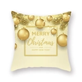 Federa per cuscino con palline di Natale dorate e scritta Merry Christmas su bianco - 45x45 cm / Stile Palle Appese Dorate (19XMAS4 (18))
