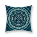 Ethnic mandala throw pillow cover in navy blue and lake blue geometric canvas - 18x18 Inch / Deep Blue Mandala (2)