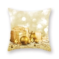 Fodera per cuscino avorio con stampa dorata di regali e palline di Natale - 45x45 cm / Stile Scatola Regalo Dorata (19XMAS4 (17))