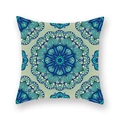 Square mandala throw pillow cover in blue and green floral geometric pattern - 18x18 Inch / Blue Green Mandala (3)
