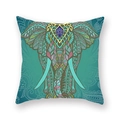 Ethnic mandala elephant throw pillow cover in turquoise green for home decor - 18x18 Inch / Teal Elephant (4)