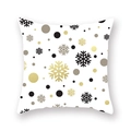 Federa natalizia quadrata con eleganti fiocchi di neve dorati e neri su bianco - 45x45 cm / Stile Fiocchi Sparsi (19XMAS4 (11))