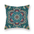 Mandala pattern cushion cover in teal and orange with a bohemian ethnic style design - 18x18 Inch / Orange Red Mandala (5)