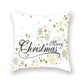 Federa natalizia bianca con fiocchi di neve dorati e scritta Merry Christmas - 45x45 cm / Stile Testo Fiocco a Pois (19XMAS4 (10))