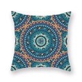 Ethnic mandala square throw pillow cover with geometric patterns in blue and purple tones - 18x18 Inch / Purple Mandala (6)