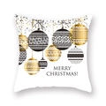Federa natalizia bianca con eleganti decorazioni geometriche in nero e oro di classe - 45x45 cm / Stile Palla d'Arte Geometrica (19XMAS4 (9))