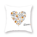 Fodera per cuscino natalizio bianca con cuore di renna dorato e auguri di festa - 45x45 cm / Stile Renna a Cuore (19XMAS4 (21))