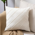 Creamy white velvet throw pillow with quilted diamond pattern on beige sofa - Single Pillowcase / Milk White