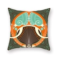 Square bohemian mandala cushion cover with orange and teal ethnic geometric patterns - 18x18 Inch / Orange Teal Geometric (8)