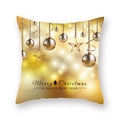 Fodera per cuscino natalizio dorata con testo Merry Christmas e motivi a stella - 45x45 cm / Stile Palla Bokeh Sfocata (19XMAS4 (20))