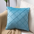 Sky blue velvet decorative pillowcase featuring a luxurious diamond quilted pattern - Single Pillowcase / Light Blue