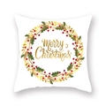 Federa natalizia bianca con scritta dorata Merry Christmas e ghirlanda di bacche - 45x45 cm / Stile Corona di Agrifoglio Classica (19XMAS4 (7))