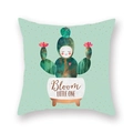 Mint green cactus pillowcase with Bloom Little One quote and golden polka dots pattern - 18x18 Inch / Bloom Cactus (12)