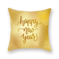 Federa natalizia dorata con scritta Happy New Year e decorazioni a stella bianca - 45x45 cm / Stile Arte Happy New Year (19XMAS4 (15))