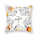 Fodera per cuscino natalizia bianca con renne dorate, fiocchi e testo festivo - 45x45 cm / Stile Renna Pop (19XMAS4 (24))