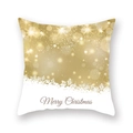 Fodera per cuscino natalizia dorata con stelle, fiocchi di neve bianchi e scritta - 45x45 cm / Stile Neve Stellata Oro (19XMAS4 (13))