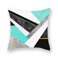 Ethnic mandala square pillow case with teal and grey geometric watercolor patterns - 18x18 Inch / Lake Blue Geometric (20)