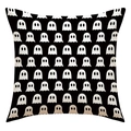 Detalle de textura de lino en funda de cojín de Halloween negra con motivos de fantasmas - Estilo Fantasmas Blancos Estampados Fondo Negro (23YM103-4) / 45x45cm(Solo Funda)