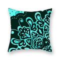 Square black pillowcase featuring a teal mandala floral pattern for bohemian home decor - 18x18 Inch / Black Paisley (23)
