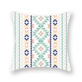 Ethnic mandala throw pillow cover with cyan and orange geometric tribal patterns - 18x18 Inch / Tribal Geometric Distressed (28)