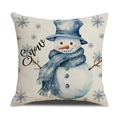 Χριστουγεννιάτικη θήκη μαξιλαριού με χιονάνθρωπο, μπλε καπέλο και καλλιτεχνικό Snow - Στυλ Χιονάνθρωπος Snow (YMX3-2)