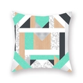 Square cushion cover with mint green geometric marble and wood grain printed pattern - 18x18 Inch / Mint Green Wood Grain Patchwork (18)