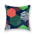Ethnic mandala square cushion cover with navy blue geometric patterns for home decor - 18x18 Inch / Navy Hexagon Geometric (27)