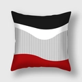 Moderne geometrische kussensloop met rood, zwart en wit gestreept golfpatroon - Zwart Rood Wit Golf Verticale Fijne Strepen (DM328)