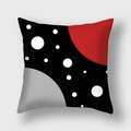 Funda de cojín nórdica con base negra, puntos blancos y diseño de arco geométrico - Patchwork de Lunares Fondo Negro (7)DM328 / 45x45cm (Sin Relleno)
